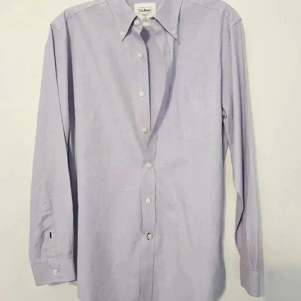 LL BEAN Trim Fit Small Wrinkle Free 100 Cotton EUC